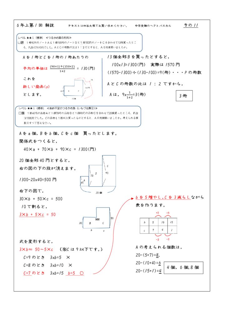 第1回和と差の文章題-11のサムネイル